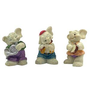 Adorable Retro Elephant Musicians Collectible Figures Decor Feng Shui ©94 J.C.